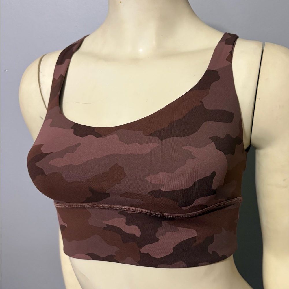 Lululemon Free To Be Serene Sports Bra Long Line Wild Camo Roasted Brown Sz 6